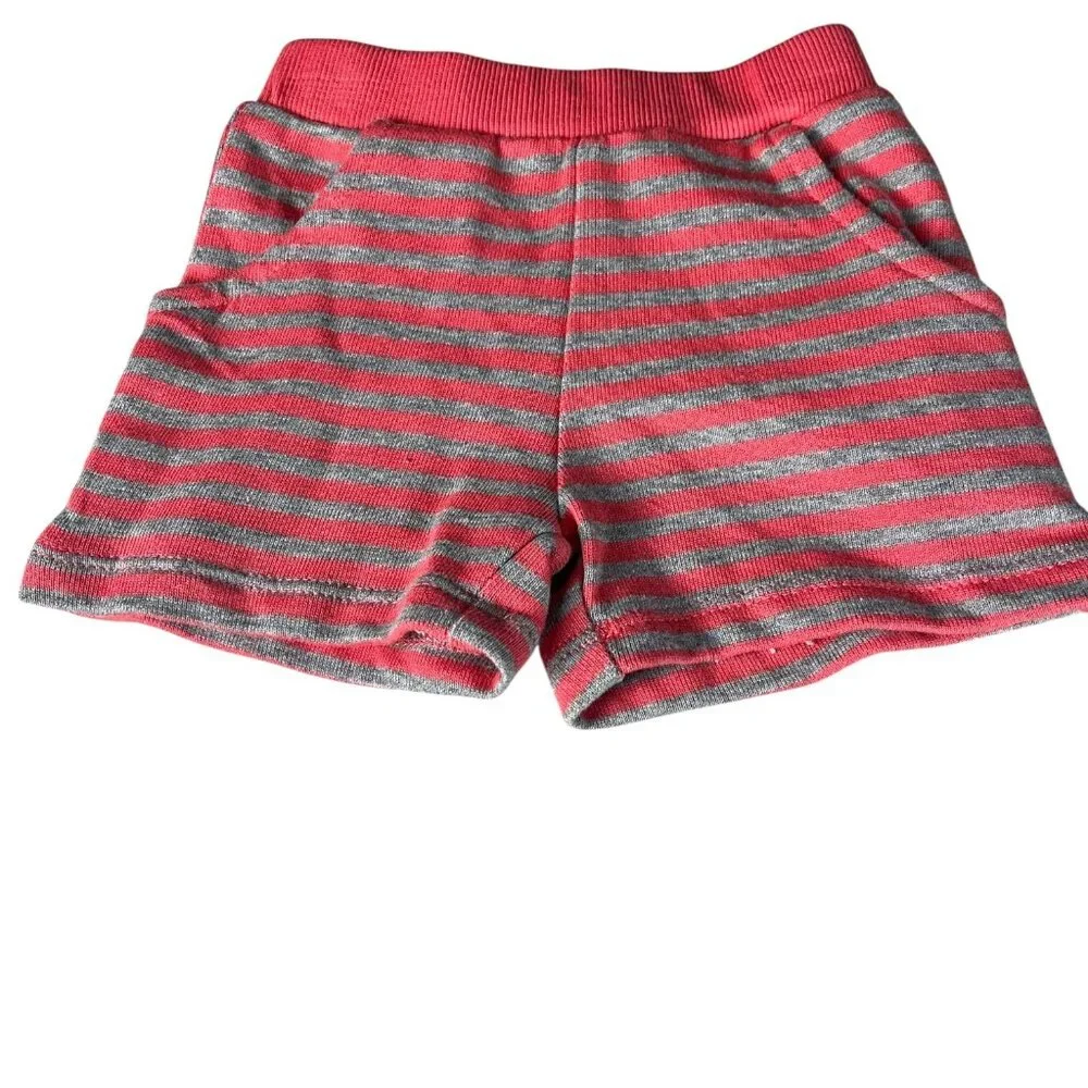 Sterling Baby‎ Girl Striped Cotton Shorts Pink/Gray Size NB Soft & Comfortable